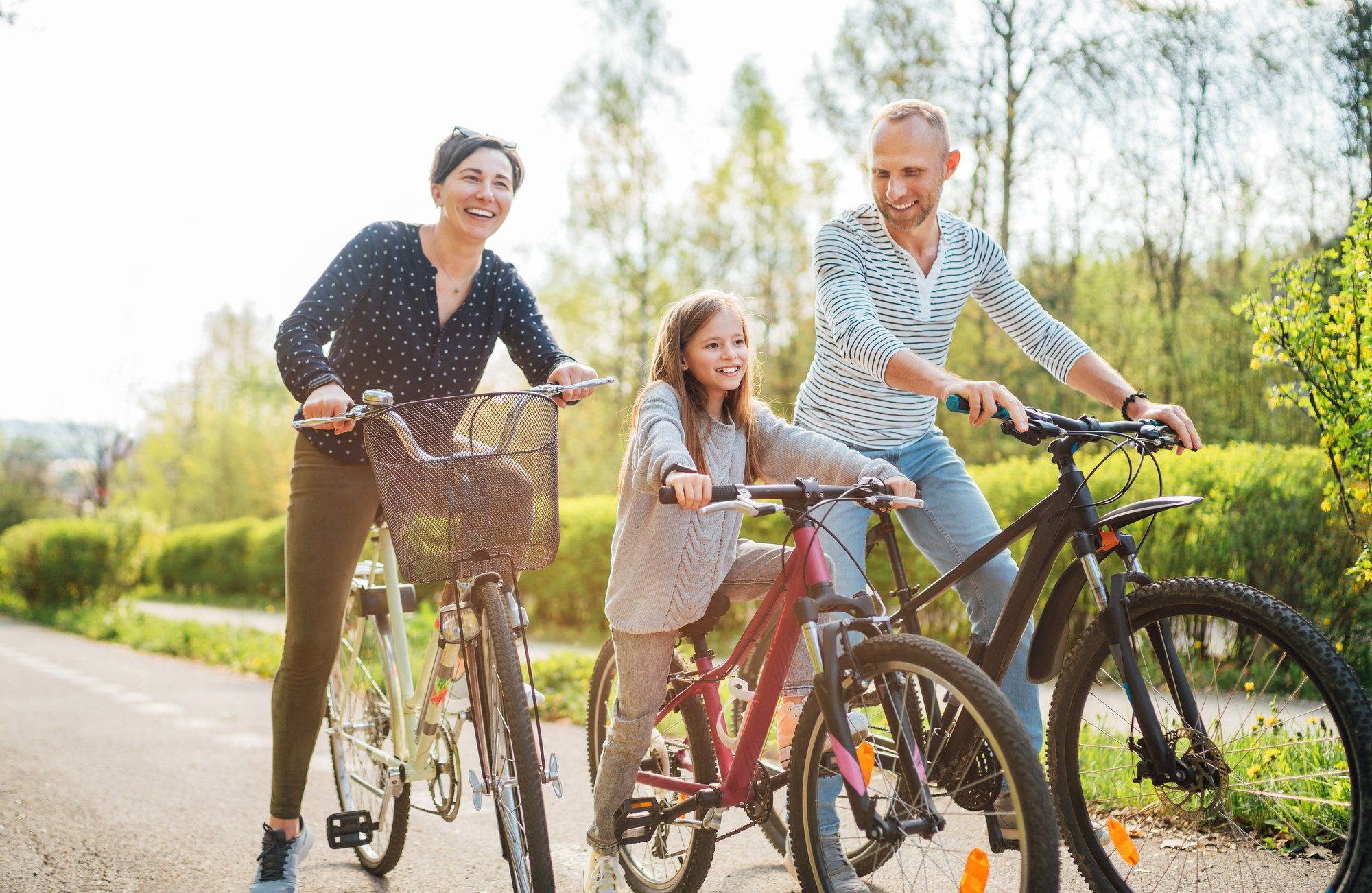 families biking